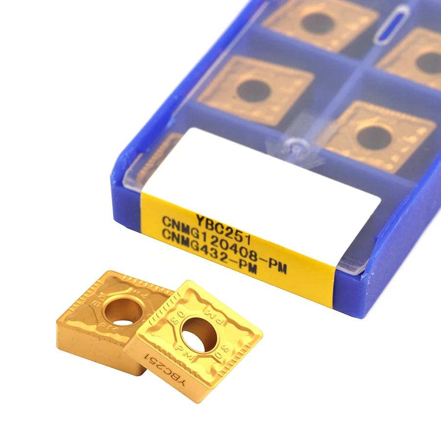 10PCS CNMG120404/120408/120412-PM YBC251 CNMG120404/120408/120412-PM YBC252 Carbide CNC insert,suitable for cutting series lathe