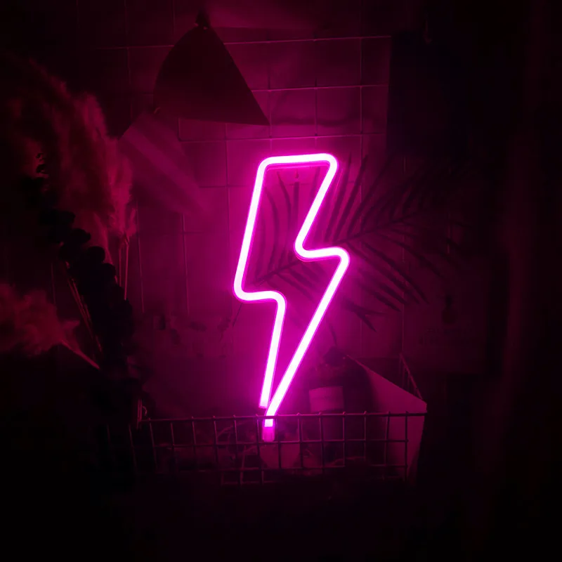 Lampada da tavolo decorativa a luce notturna a forma di fulmine con insegna al Neon a LED colorata per la festa a casa