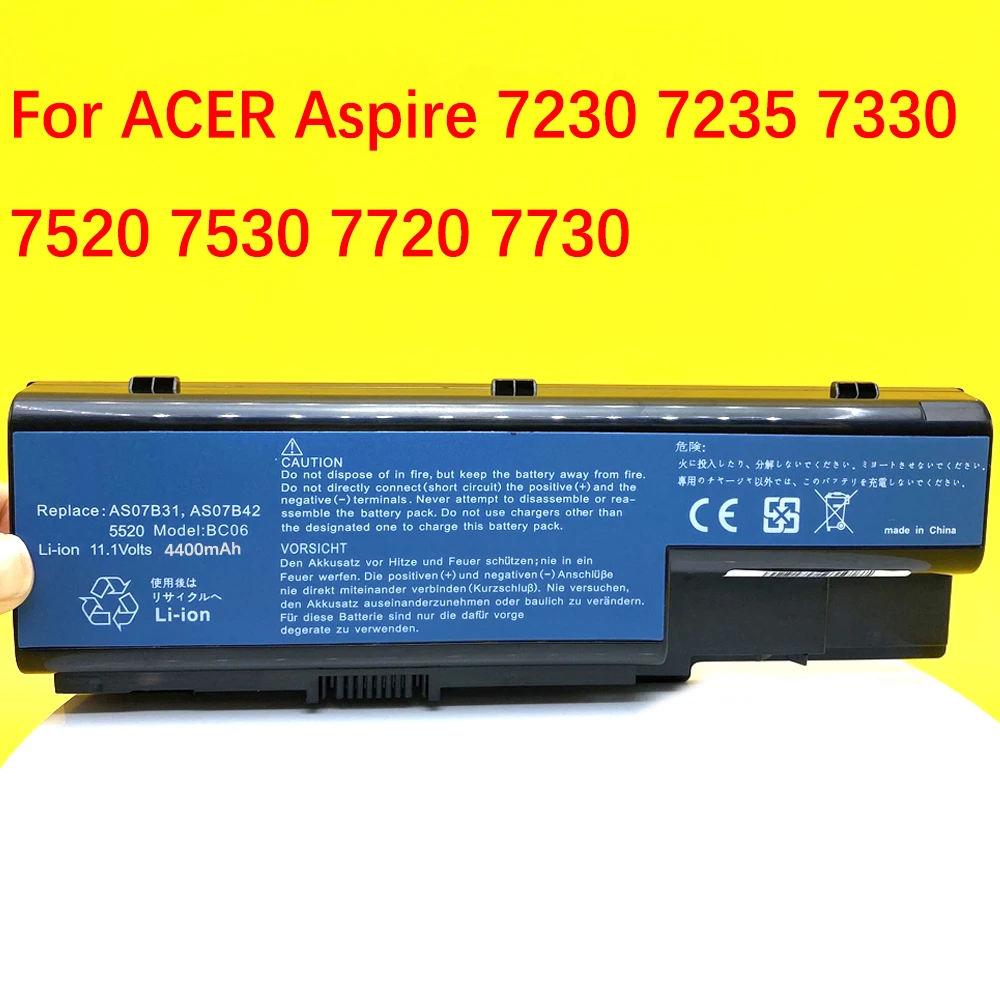 AS07B51 New For Acer Aspire 5920 5920G 5930 5930G 5935 7230 7235 7330 7520 7530 7720 7730 AS07B31 AS07B32 Laptop Battery