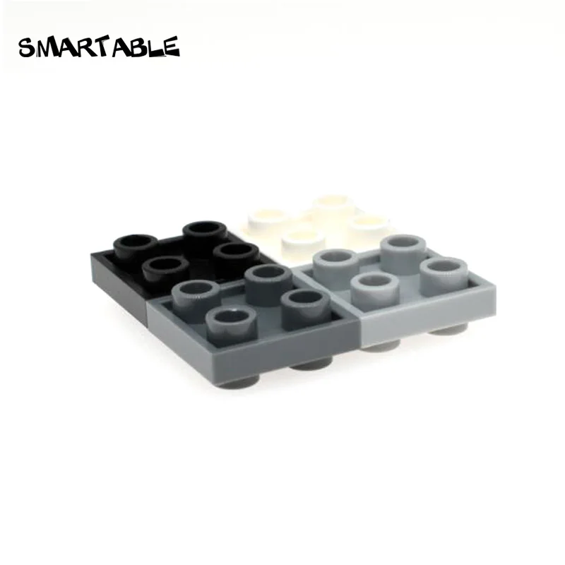 Smartable Plate 2x2 with Studs On Bost Sides Building Blocks MOC Parts Toy For Kids Compatible Major Brands 50pcs/Lot