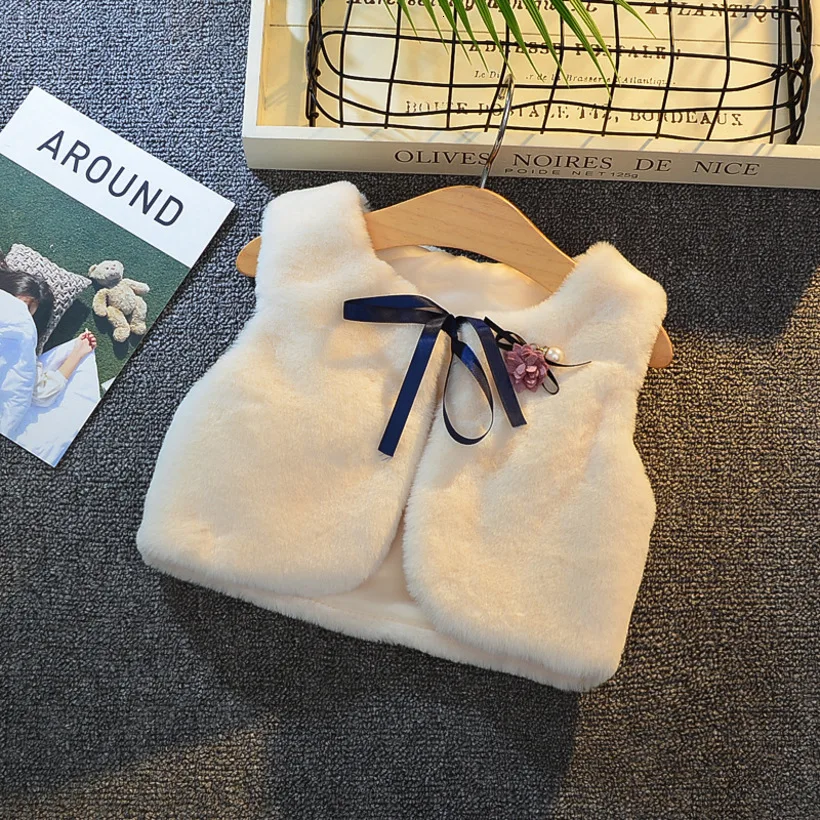 

2022 Newborn Kids Waistcoat 1-6Y Winter Fashion Solid Baby Girl Fur coat Thicken Soft Kids Clothes Baby Vest