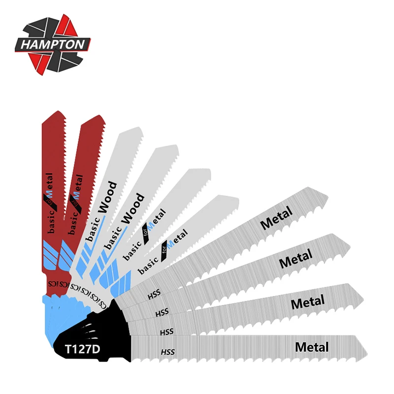 

HAMPTON Jig Saw Blade 10pcs T-Shank Jigsaw Blade for Wood Cutting HCS Steel Saw Blade T127D T118A T118B T118G