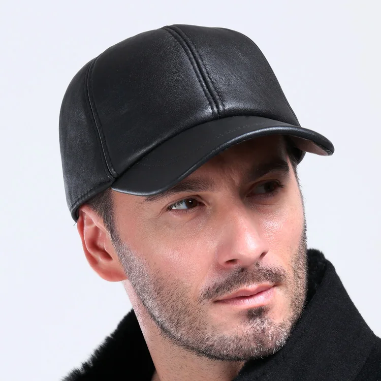 Hot selling gorras hombre snapback 2020 new winter Sheepskin hat genuine leather warm adjustable baseball cap for man caps