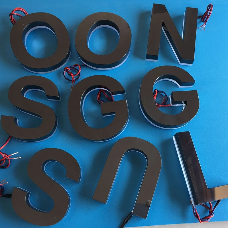 Custom Black Rvs Back Lit 3D Led Letters, Outdoor Achter Verlichte Winkel Teken Letters Voor Business Gevel Uithangbord