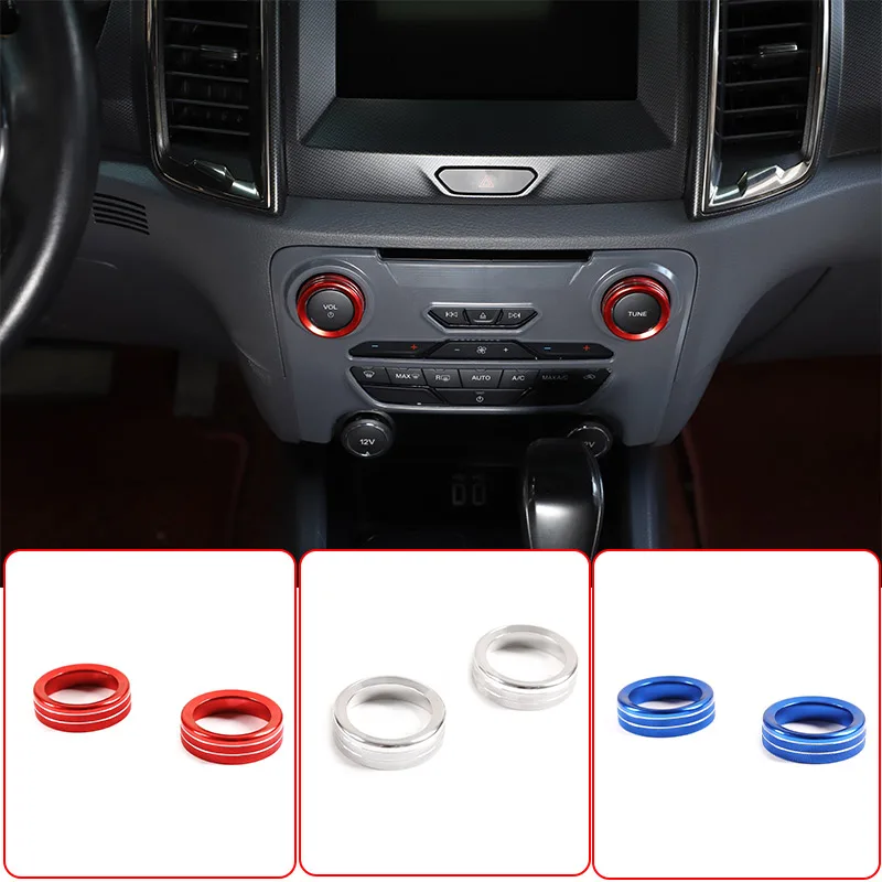 

For Ford Ranger 2015-2018 Aluminum Alloy Car Volume Control Knob Decoration Cover Decoration Sticker Car Interior Accessories