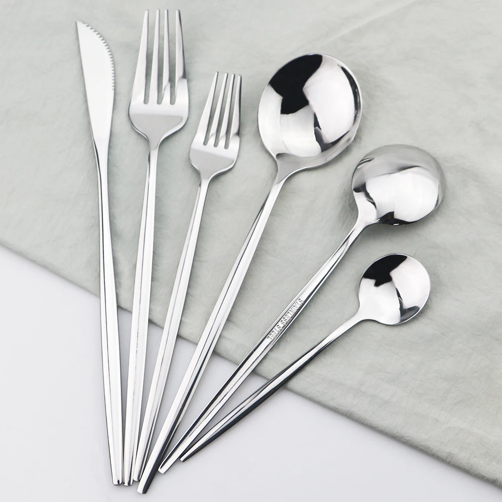 24Pcs Cutlery Set Stainless Steel Dinnerware Silverware Flatware Set Dinner Knife Fork Spoon Dropshipping