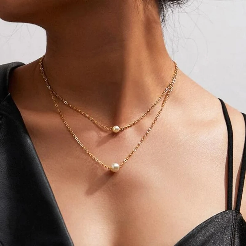 Fashion Multilevel Simple Geometric Sheet Round Sequin Pendant Necklace For Women Female Chain Collar Jewely Gift Wholesale