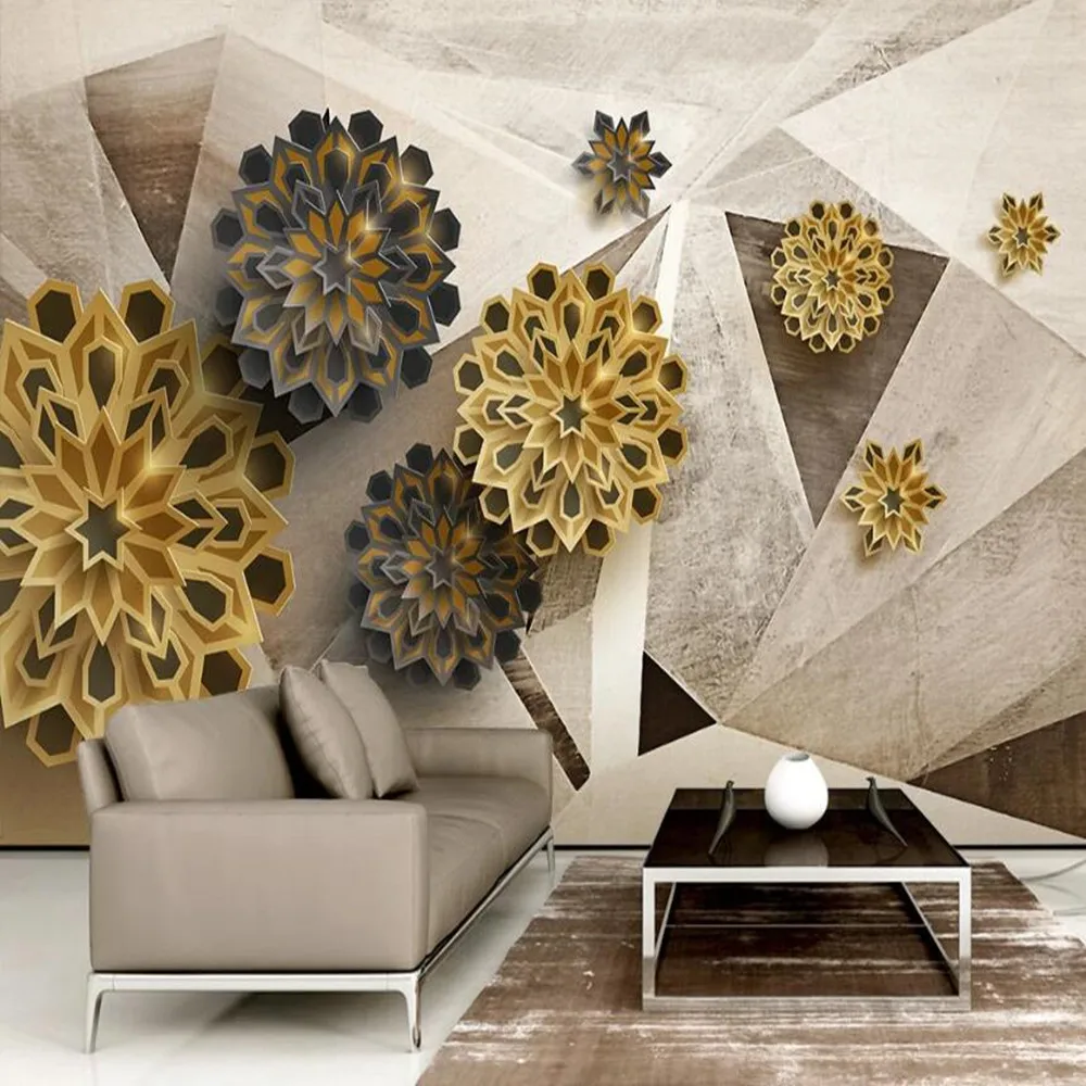 milofi custom large wallpaper mural 3D fashion polygon three-dimensional retro abstract flower background wallpaper mural