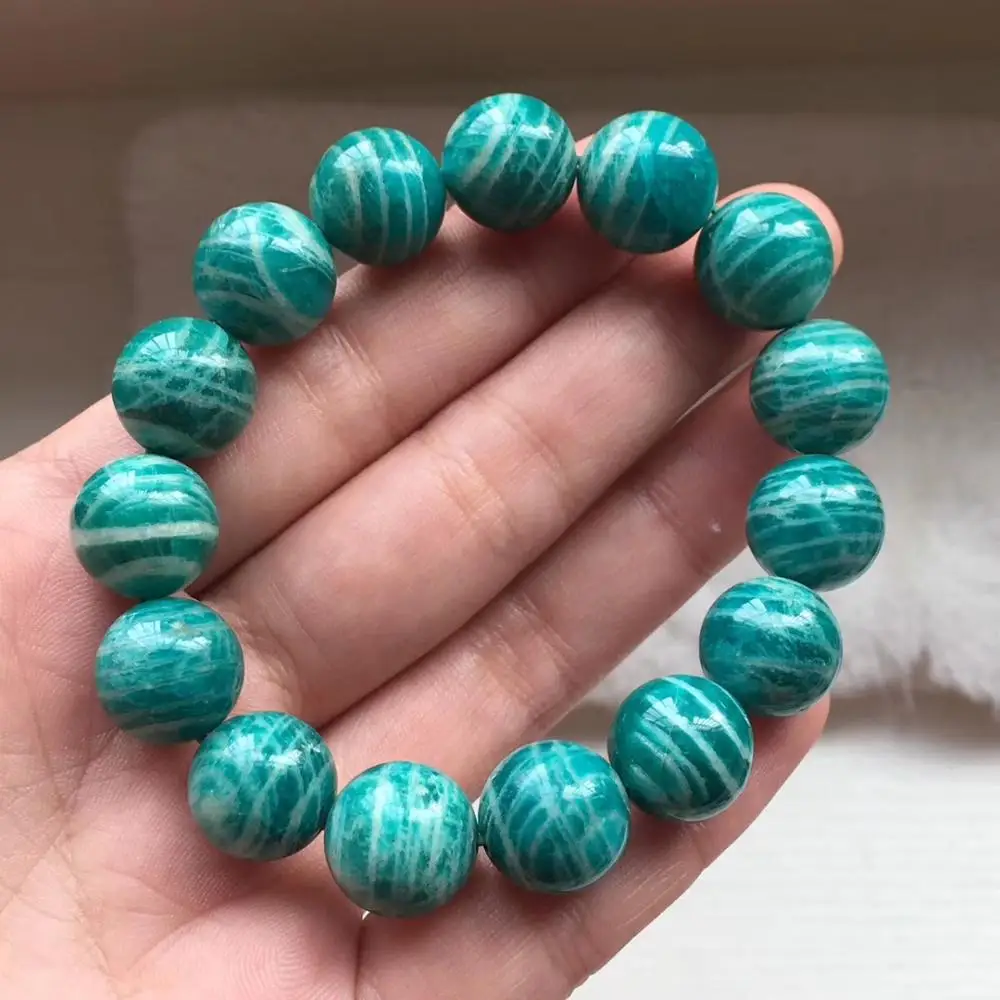 

Natural Green Amazonite Beads Bracelet Women Men 8mm 9mm 10mm 11mm 12mm Stretch Round Beads Amazonite Jewelry AAAAAA