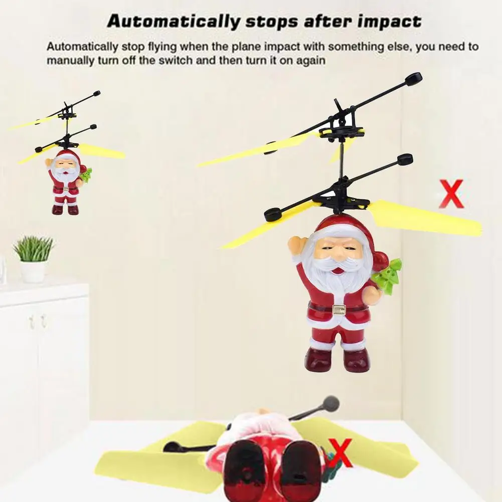 Rechargeable Flying Drone Santa Claus Helicopter Toys For Kids Gesture Induction Ball Suspension Children's Christmas Toy