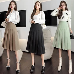 Autumn High Waist Short/Extended/Mid-length Skirts Vintage Solid Harajuku A-LINE Womens Korean Causal A-line Zipper Chic Skirt