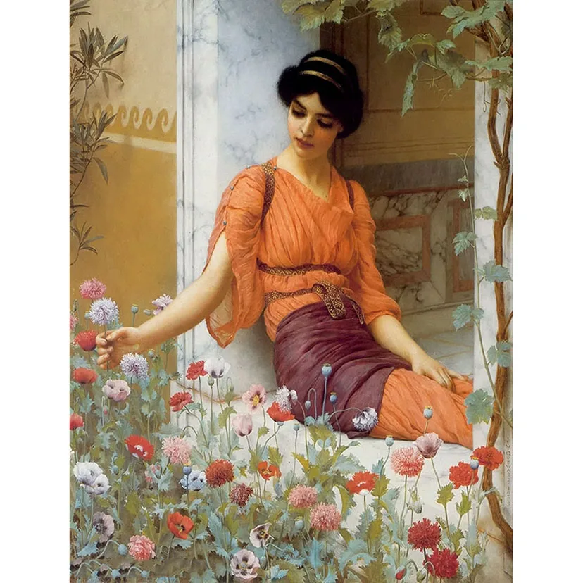 

Diamond Painting Cross Stitch "John William Godward works" Full Square Round Diy 5d Diamond Embroidery Classical Beauty