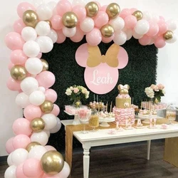 102Pcs Baby Shower Pink Minnie Party Theme Arch Garland Balloons Kits Gold Metallic For DIY Birthday Wedding Globos Kids Gifts