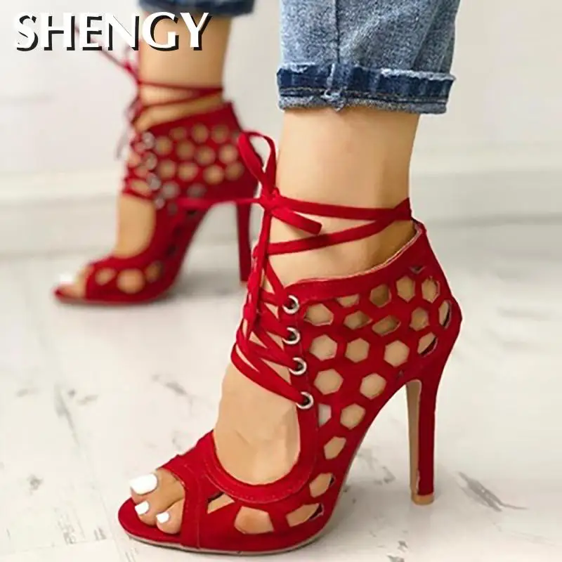 Women\'s Sandals Fine High-heeled Fashion 2022 Casual Fighter High Heels Women\'s Shoes Summer Cross Strap Sandals