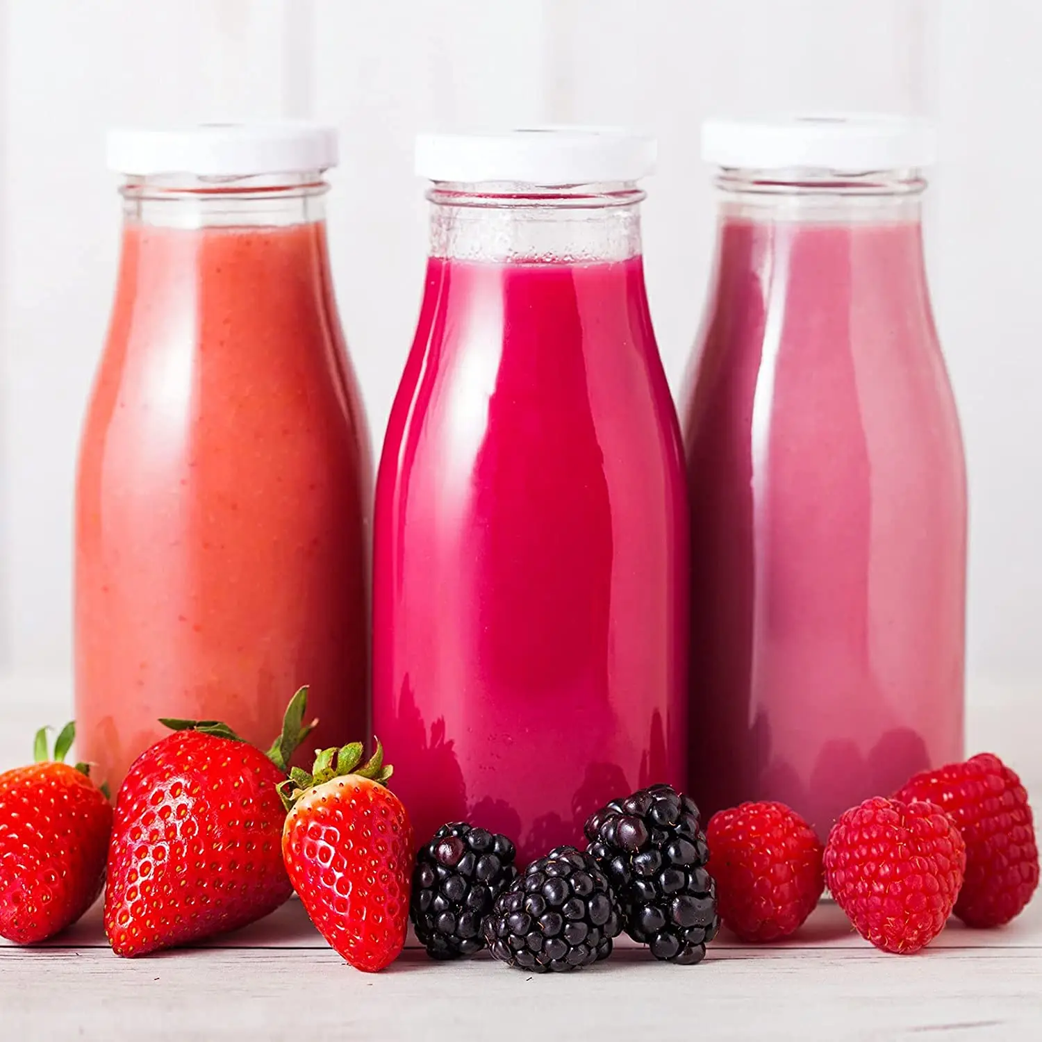 Glass Milk Bottles with Reusable Metal Twist Lids for Beverage Glassware and Drinkware Parties, Weddings, BBQ, Picnics