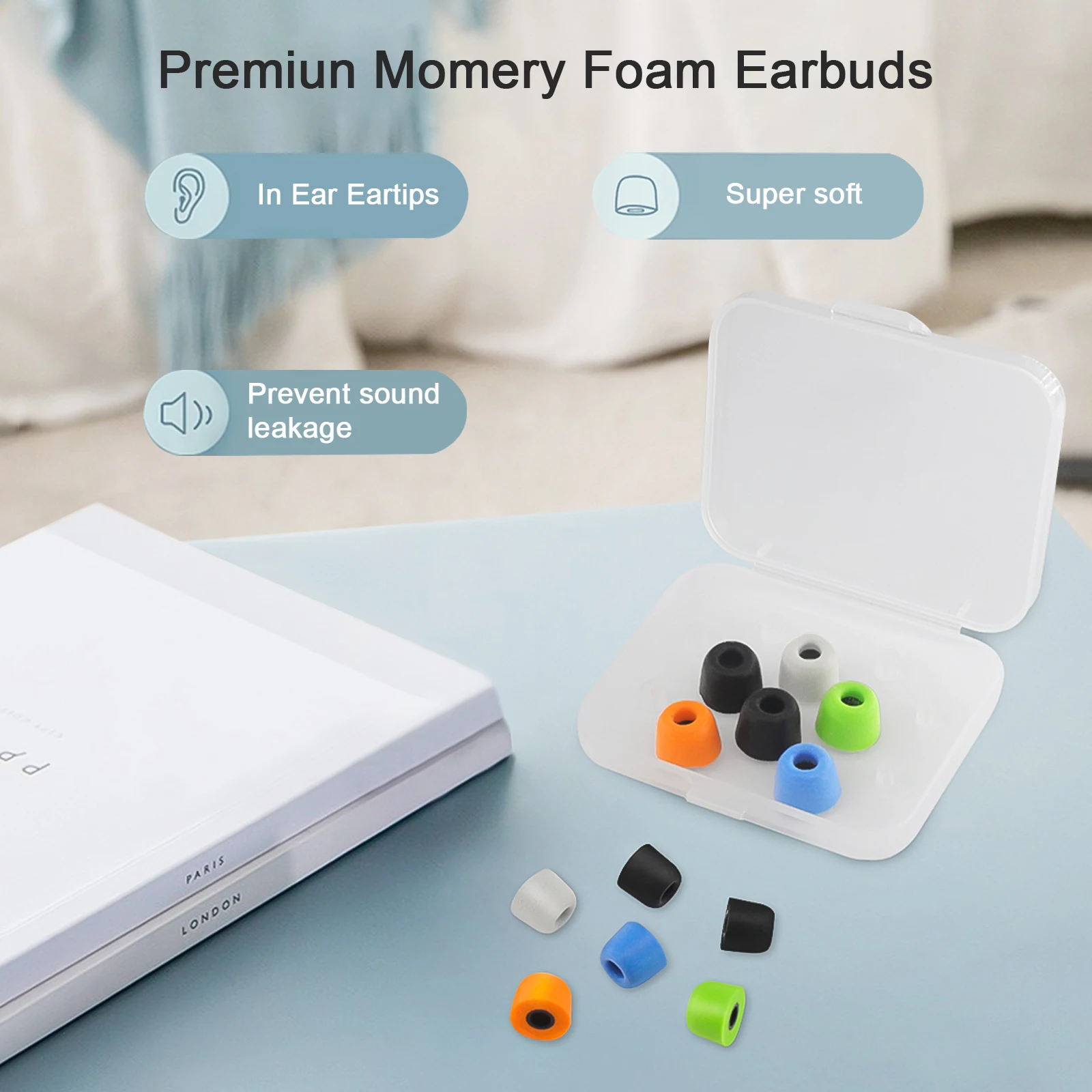 6 Đôi (12 Chiếc) tai Nghe Nhét Tai Mút Đầu 4.5-6Mm Hình Bầu Dục Đầu Tai Đàn Hồi Chậm Eartips Cho Tai Tai Nghe Nhét Tai Tiếng Ồn cô Lập Mút