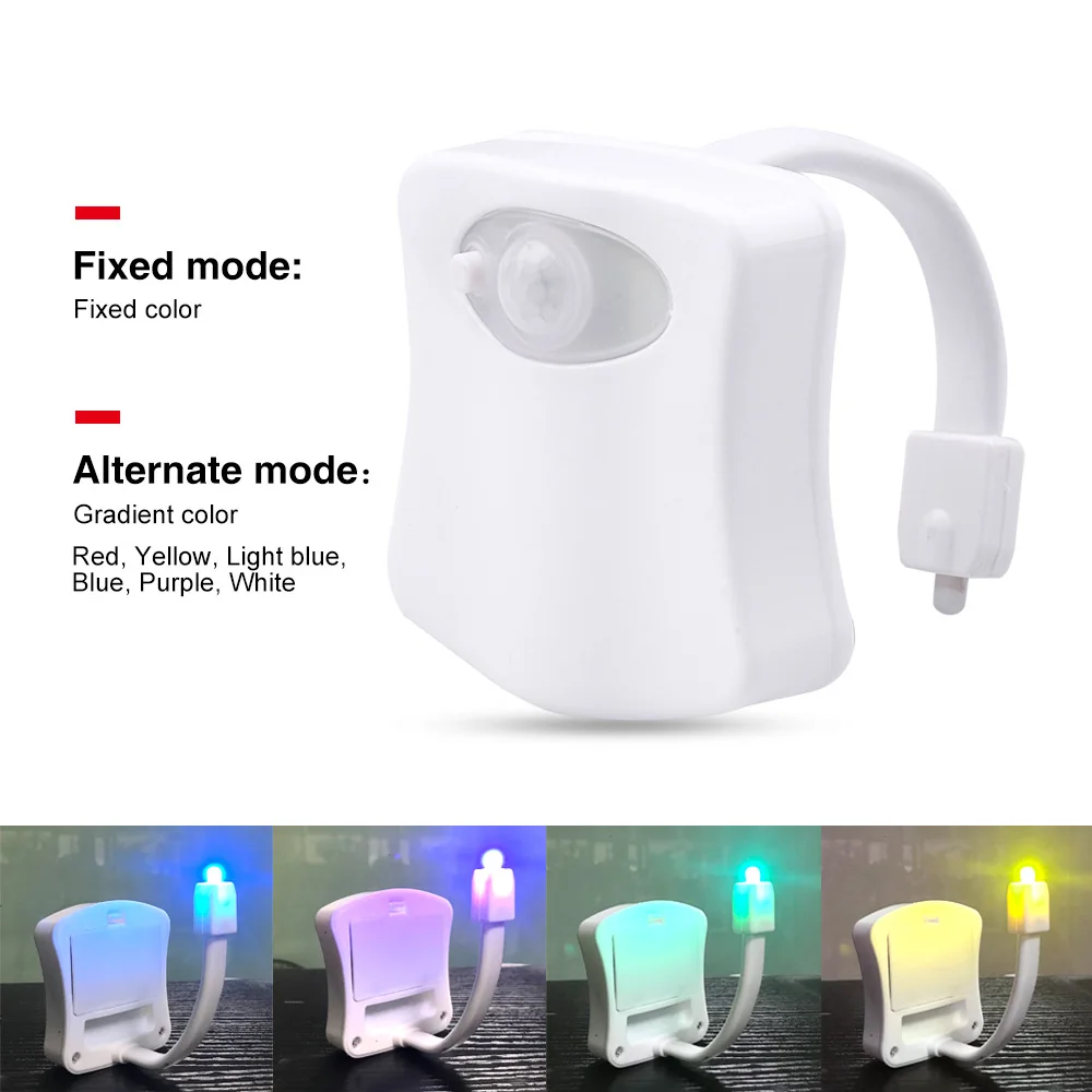 LED Bathroom Toilet Nightlight Body PIR Motion Sensor Smart Toilet Seat Light Waterproof WC Lamp