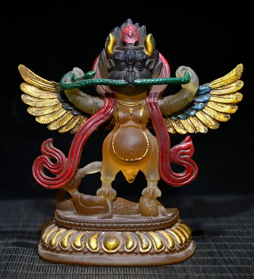 Archaize Coloured glaze gold wings Dapeng bird crafts statue