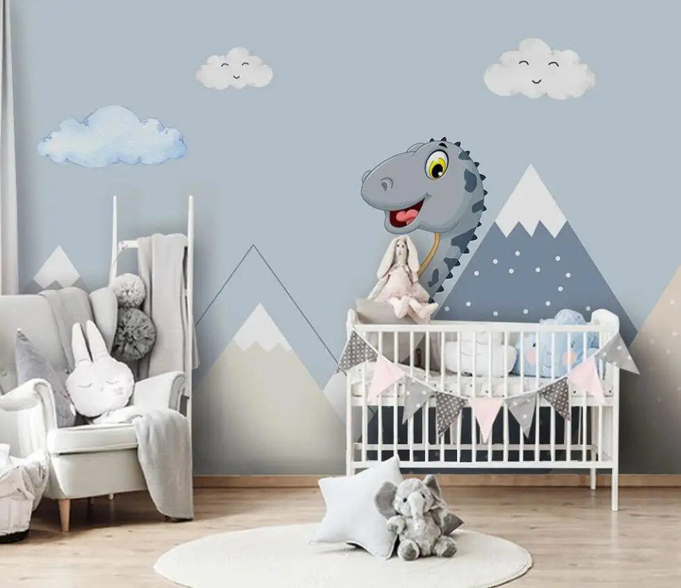 Carton Kids Bedroom Wall Paper Animal Dinosaur Mural Photo paper Contact  3d  Murals Canvas   paper