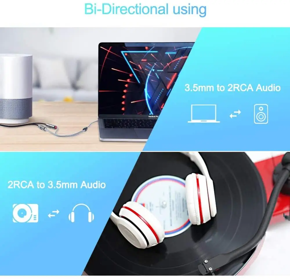 3.5 مللي متر إلى 2RCA أنثى زاوية كابل صغير جاك إلى RCA ستيريو الصوت Y كابل مطلية بالذهب ، متوافق MP3 ، أقراص ، نظام ستيريو HiFi