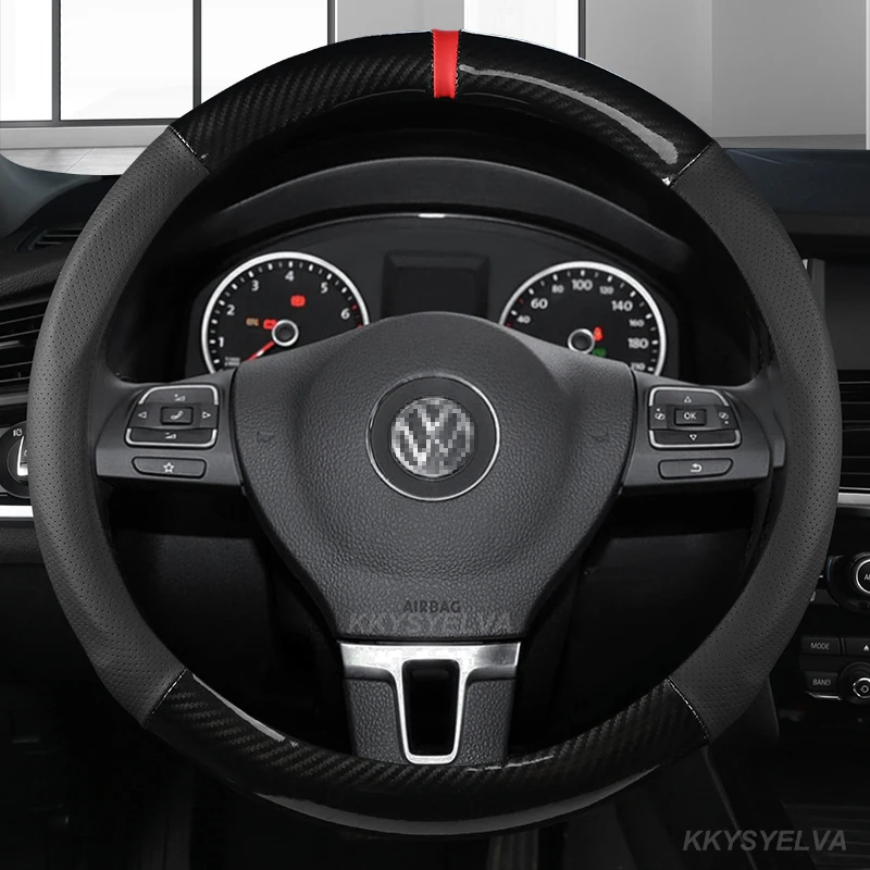 Car Steering Wheel Cover Carbon Fiber For VW GOLF 7 2015 POLO JATTA Passat Tiguan For Nissan Qashqai J11 X-trail T32 2015- 2021