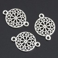 50pcs Silver Color 20.5x14.5mm Small Flower Charms Connector Pendant Fit DIY Handmade Metal Jewelry Findings Supplies