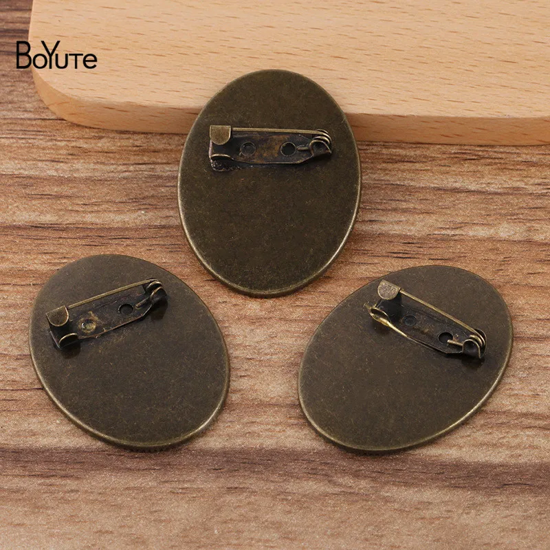 BoYuTe-Base de cabujón ovalada, bandeja en blanco, ovalada, chapada en bronce antiguo, broche Vintage en blanco, 30x40MM, 10 unidades por lote