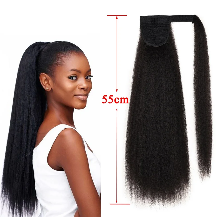 O rabo de cavalo encaracolado longo sintético, cabelo perversos do Afro remenda, cordão natural, extensões do cabelo, cabelo falso remenda