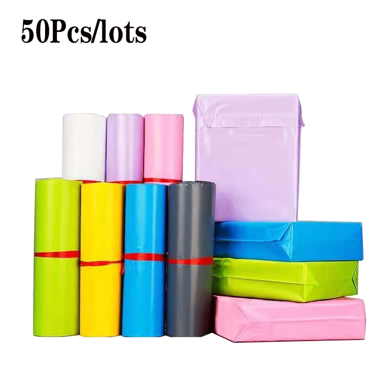 17*30cm 50Pcs/Lot Plastic Envelope Self-seal Adhesive Courier Storage Bags White Pink Gray Color Poly Mailer Shipping Bags