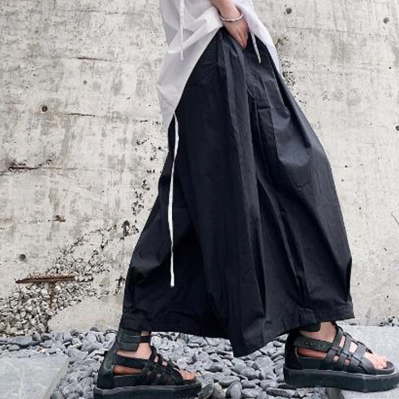 

Men's pants slouchy casual wide-leg pants men's slouchy nine-minute pants culottes Japanese yamamoto style street hip-hop shorts