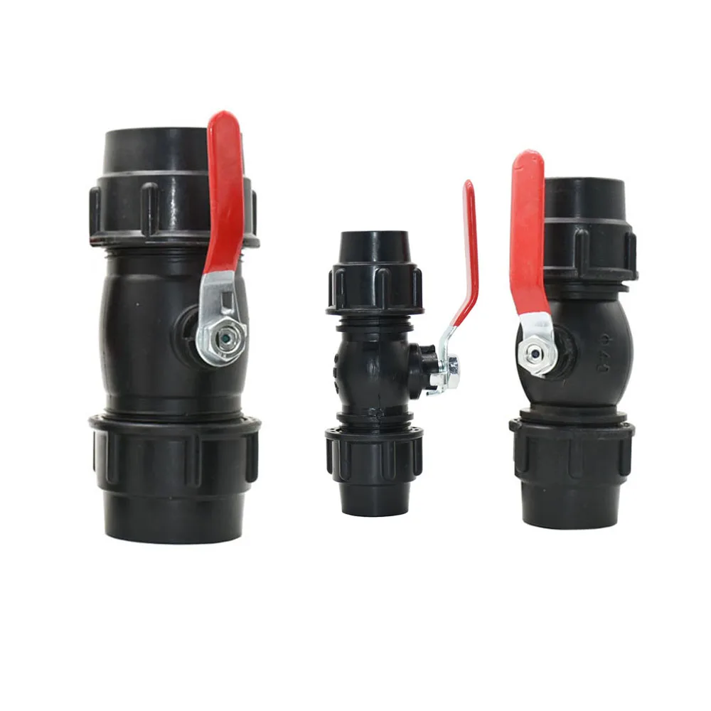 20/25/32/40/50/63mm Plastic Water Pipe Quick Connector Ball Valve Metal Valve Core PE Tube 2 Way Fast Connection Accessories