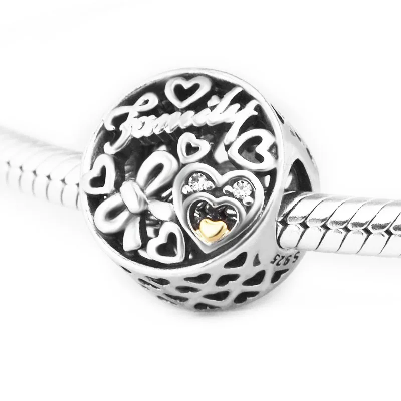 

Family Tribute Charm Clear CZ Fits 925 Silver Original Bracelets For Woman Fashion Jewelry Beads For Jewelry Making