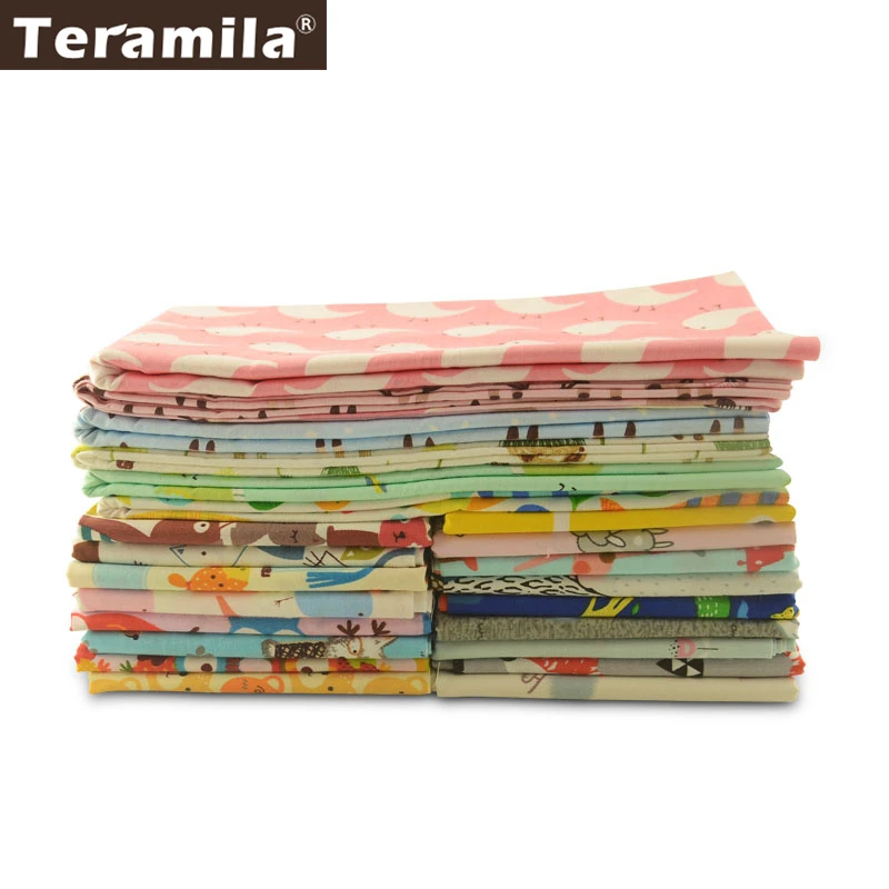 Teramila Telas Por Metro Cartoon Animal Design 100x100cm/PCS 100% Cotton Fabric DIY Patchwork Baby Kid\'s Cloth Craft Tissu Dress