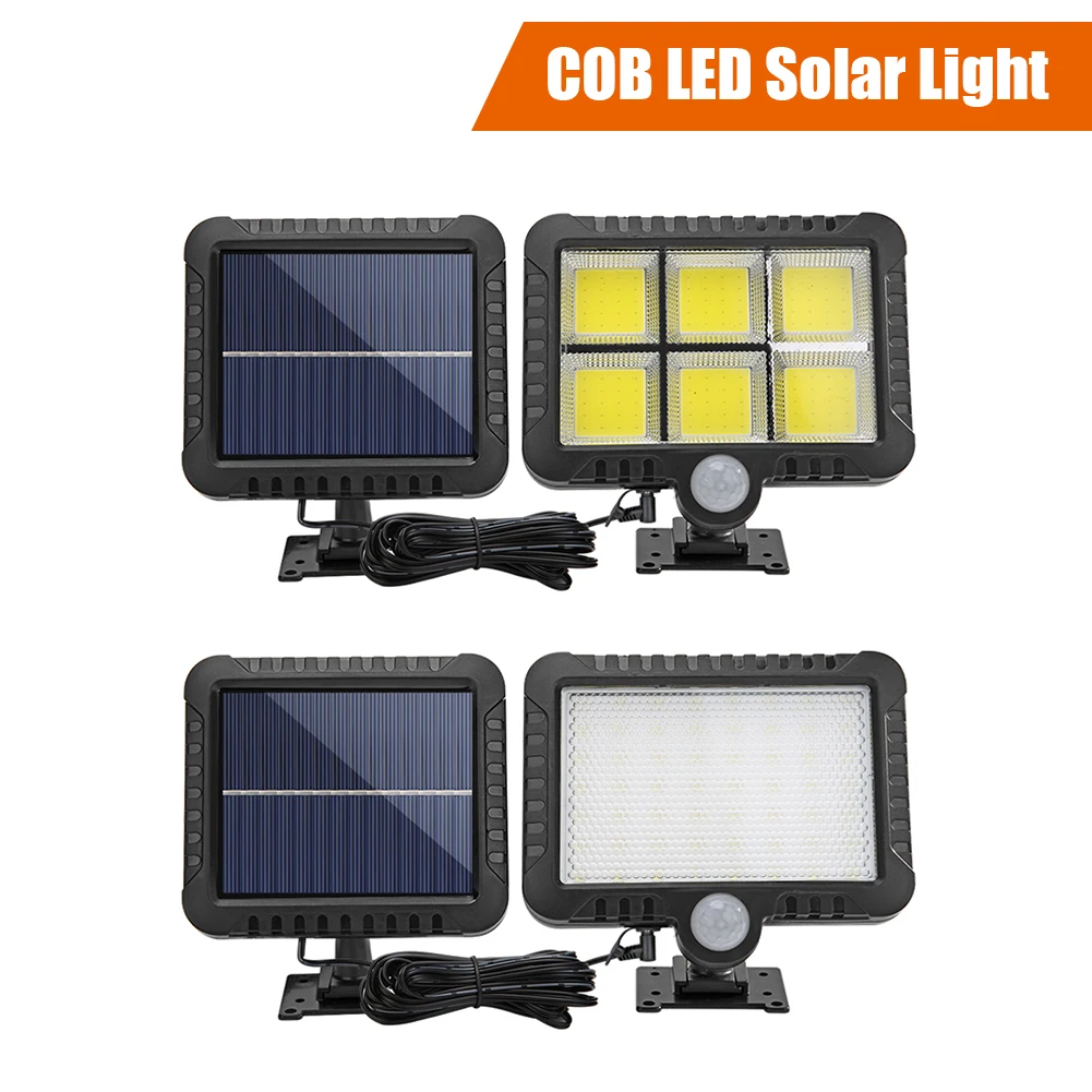 100/120 COB LED luce solare illuminazione esterna Garage luce di sicurezza PIR sensore di movimento decorazione del giardino lampada da parete solare faretto