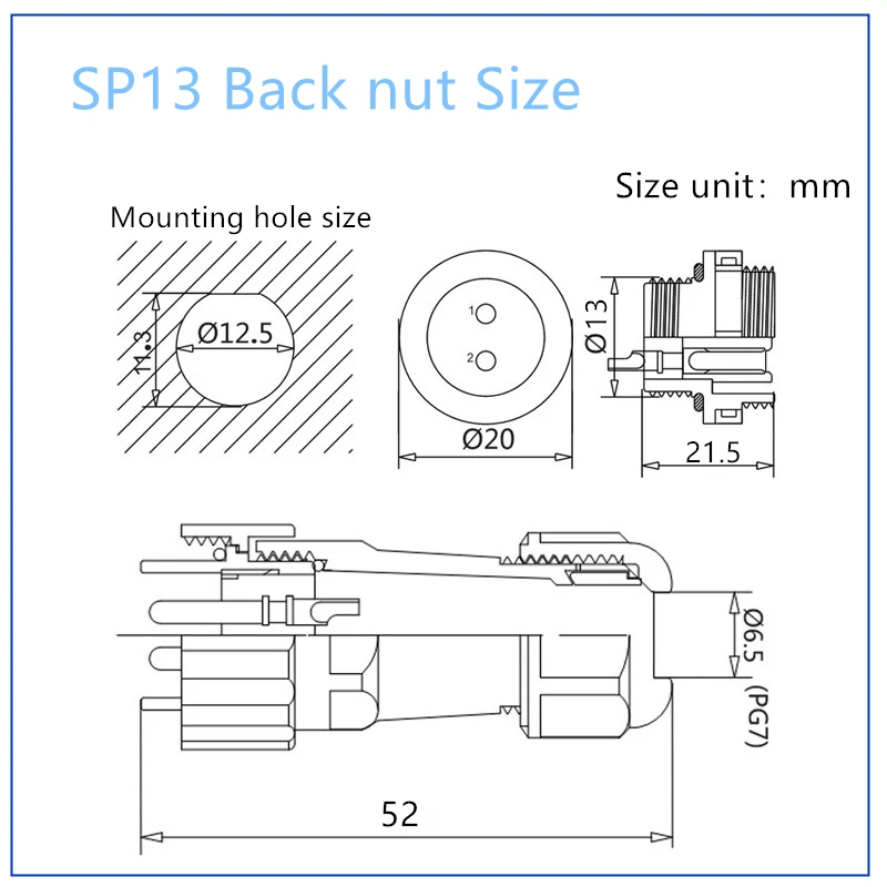 SP13 IP68 waterproof connector male plug & female socket 1/2/3/4/5/6/7/9 pin panel Mount wire cable connector aviation plug