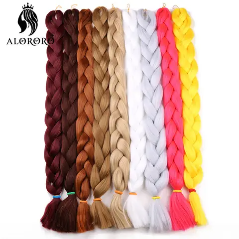 Alororo Synthetische Jumbo Vlecht Haar 82 Inch Afrikaanse Nep Haar Hoge Temperatuur Vezel Paars Rode Vlechten Hair Extensions voor Vrouwen
