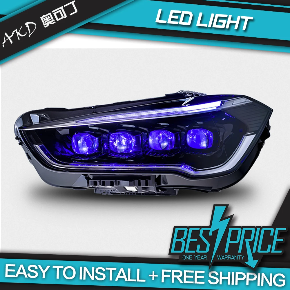 AKD Car Lights for BMW X1 LED Headlight Porjector Lens 2016-2020 F48 F49 Animation DRL Signal Head Lamp Automotive Accessories