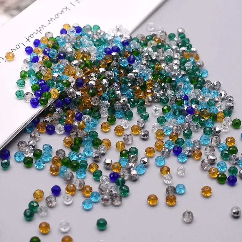 Mixed Color New 4mm Rondell Faceted Crystal Glass Beads Loose Spacer Beads for Jewelry Making DIY Bracelet