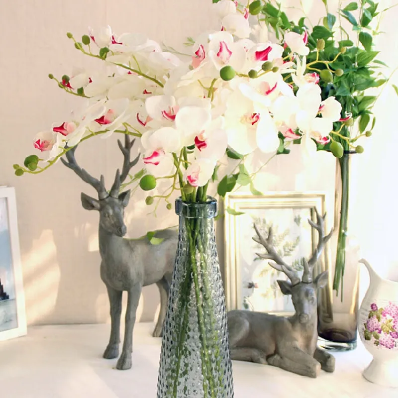 Elegant Simulation Phalaenopsis Flowers DIY Ornament Artificial Butterfly Orchid Silk Flower Bouquet Wedding Home Decoration