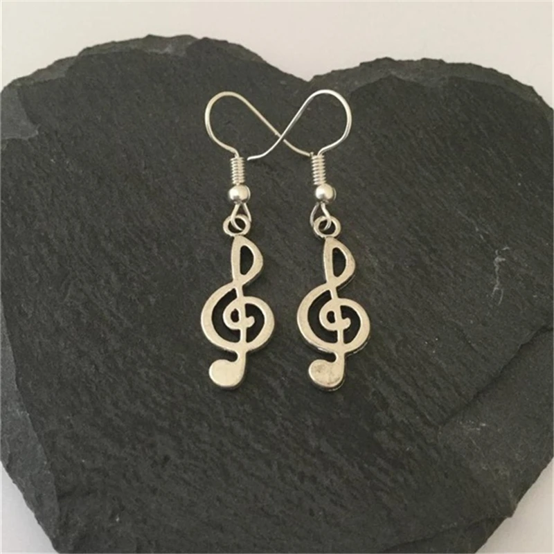 Treble Clef Earrings, Music Note Earrings, Tibetan Silver Color Charms, Musical, Music Jewellery, Musician, DJ