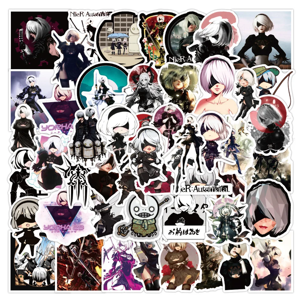 10/30/50Pcs NieR Automata Anime Game Stickers Decals Luggage Laptop Phone Helmet Guitar Car Graffiti Sticker DIY Toys for Kids