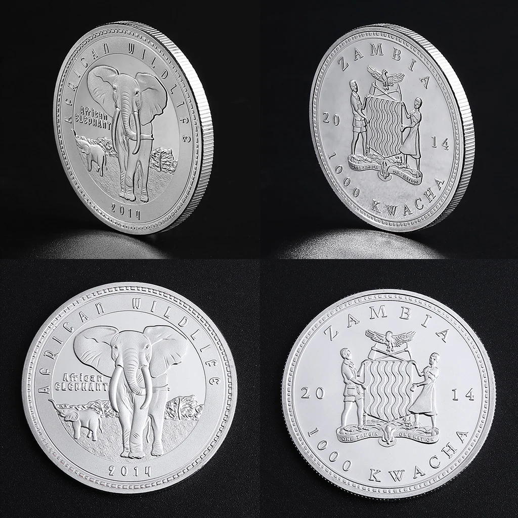 Zambia Republic 1OZ Silver Coin African Wildlife Elephant Animal Commemorative Collection