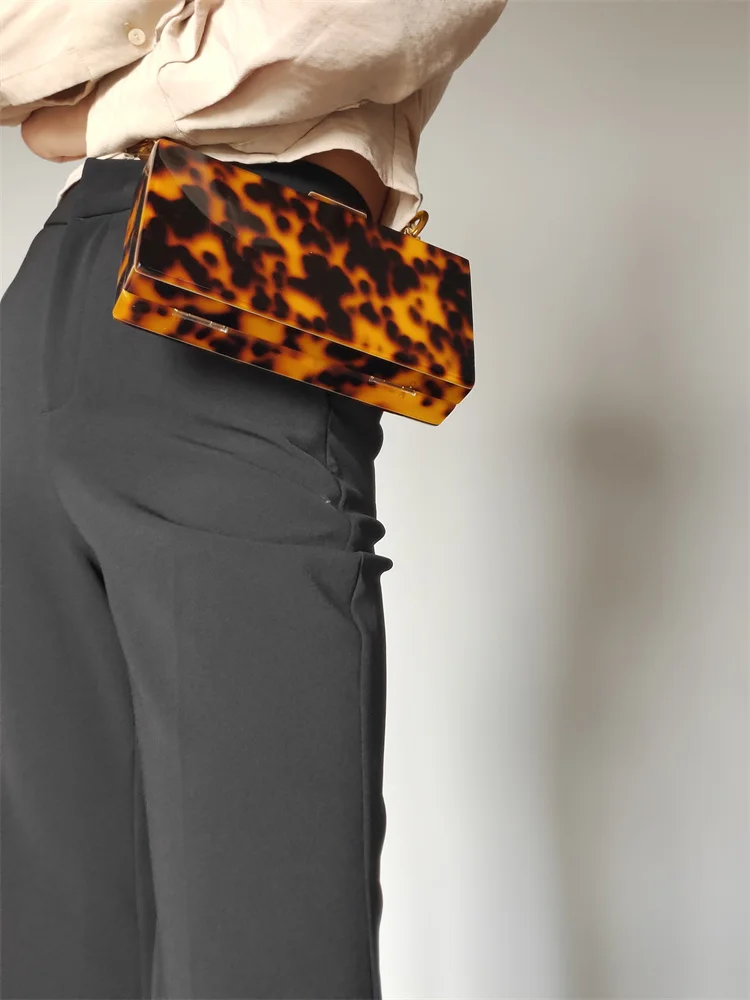 【Wonder Lamar】Fashion Vintage Hawksbill Turtle Color Acrylic Box Clutch Bag For Evening