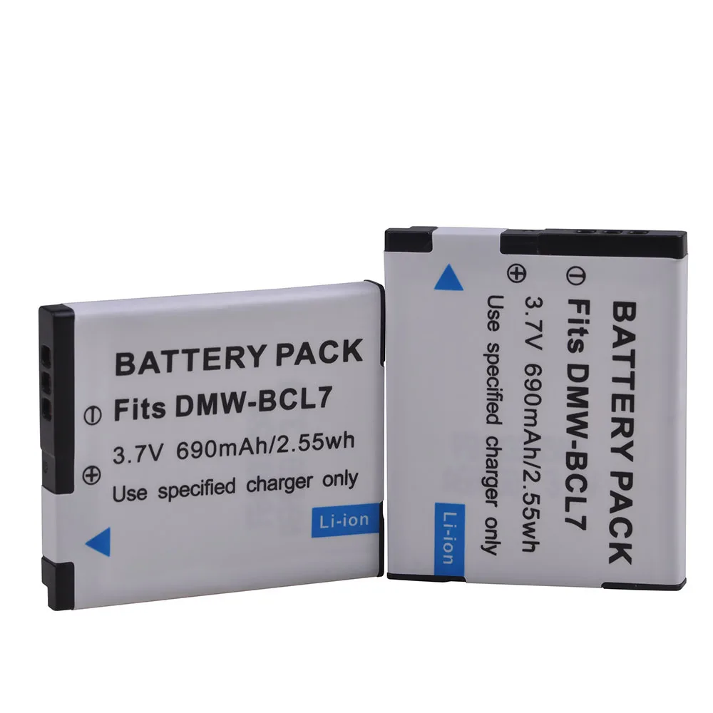 

2Pcs 690mAh DMW-BCL7 DMW BCL7 BCL7E BCL7PP Battery for Panasonic Lumix DMC-F5 FH10 FS50 SZ10 SZ9 SZ8 SZ3 XS3 XS1 Camera