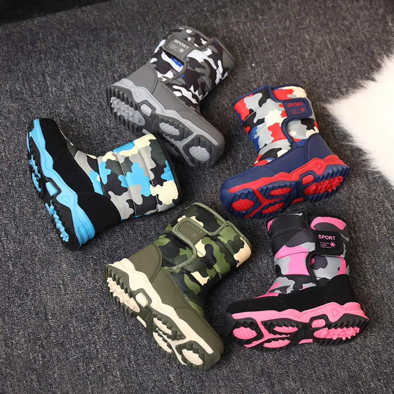 Children Casual Shoes Girls & Boys Non-slip Paw Warm Fur Snow Boots Winter Sneakers Kids Outdoor Footwear Padded Boot Waterproof