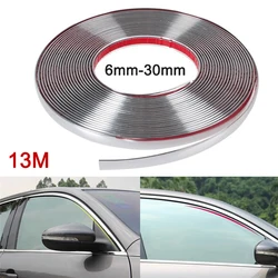 Prata chrome estilo do carro decoração moldando guarnição tira 6mm 8mm 10mm 12mm 15mm 20mm 30mm 13m fita auto diy adesivos de proteção CAR STRIP tira protetora tira de moldagem de decoração adesivos de moldagem de deco