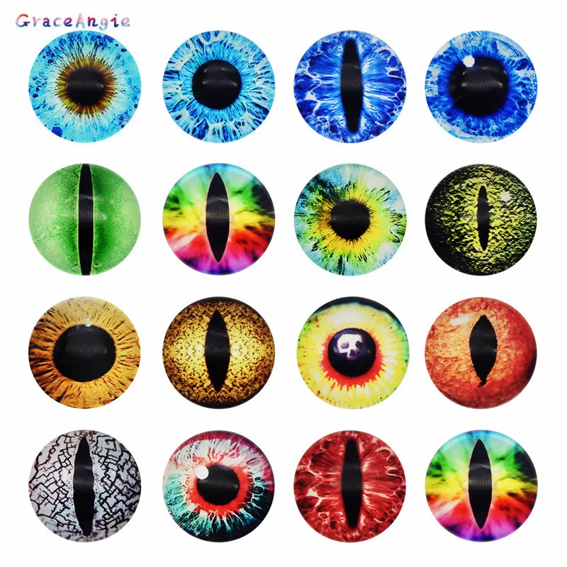 10-50 Stuks Glazen Ogen Cabochons Ronde 6Mm-30Mm Ronde Dome Dragon Eye Dier Eye Voor craf Diy Sieraden Accessoire Mix Leerling Eye Cameo