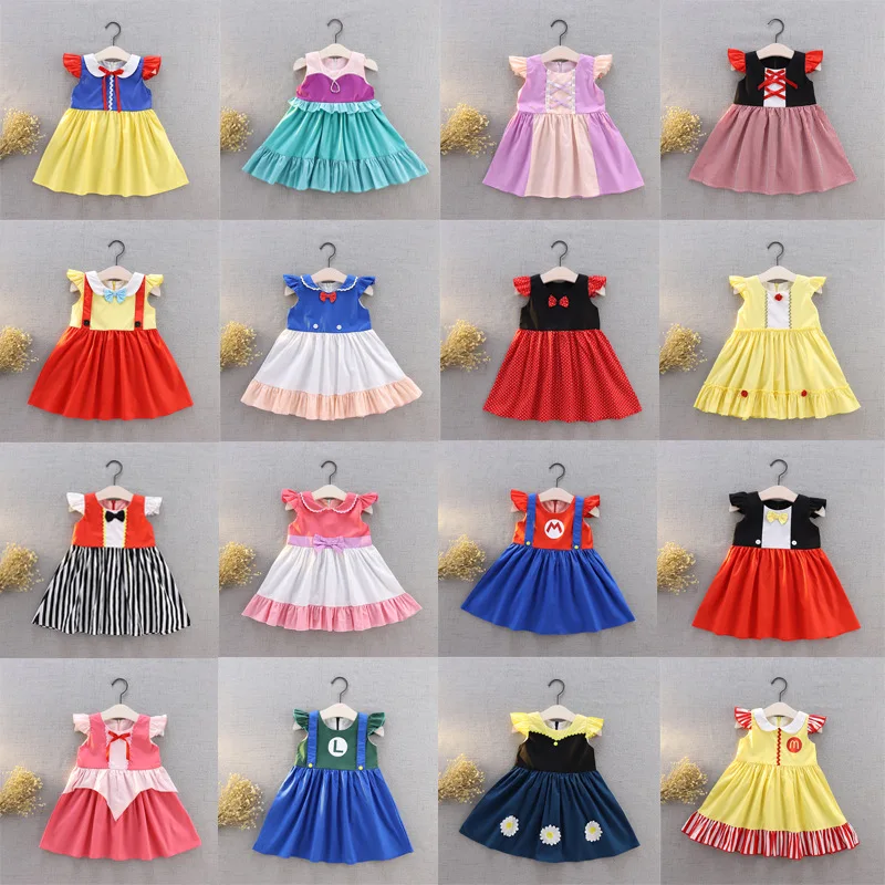 Girl Quality Dresses Princess Belle Sofia Ana Elsa Alice Costume Kids Holiday Halloween Dresses Size 90-130 Baby Girl Clothing