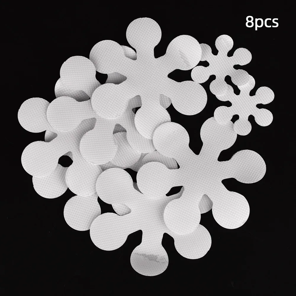 8pcs Practical Non Slip Creative Snowflake Shape Anti-slip Bathtub Stickers Decals Bath Shower Treads for Home Toilet Bathroom