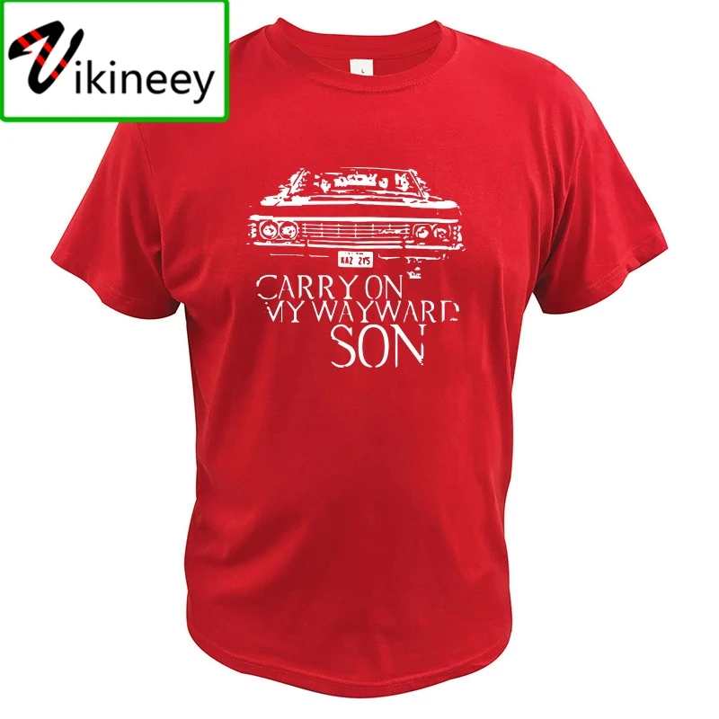 Supernatural TV Series T Shirt Carry On My Wayward Son Songs TShirt EU Size 100% Cotton High Quality Tee Tops